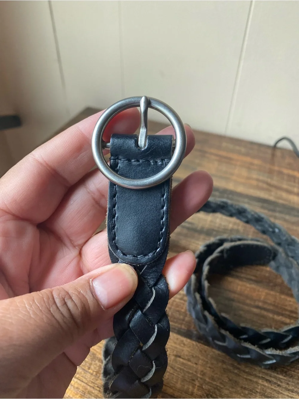 Vintage Woven Leather Belt, 28”